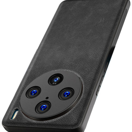 Kapa Tux Leather Back Cover for Vivo X100 Pro (5G) | Slim Shockproof Camera Protection Bumper Case (Black)