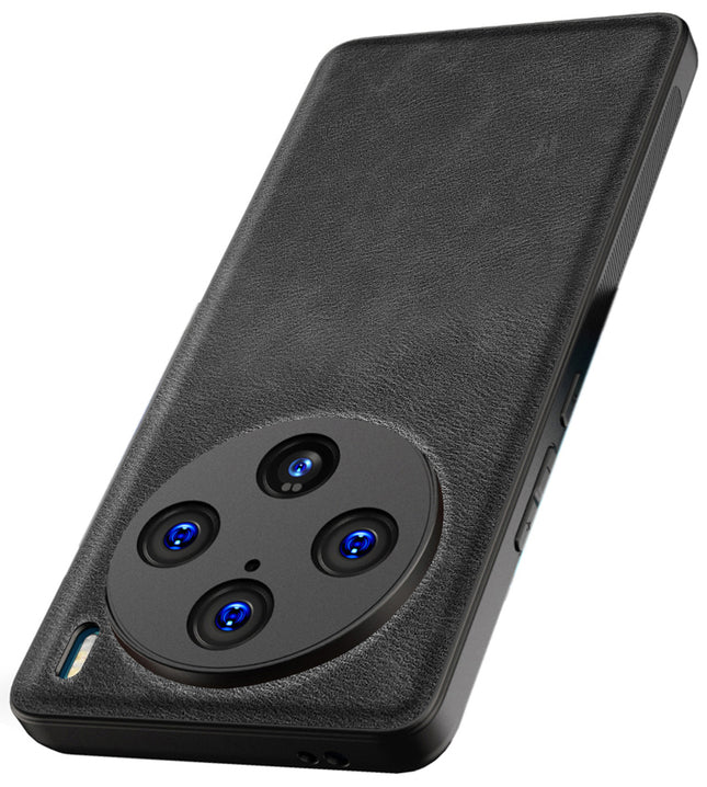 Kapa Tux Leather Back Cover for Vivo X100 Pro (5G) | Slim Shockproof Camera Protection Bumper Case (Black)