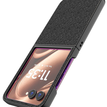 Mobizang Soft Full Fabric Protective Back Case Cover for Motorola Razr 50 Ultra | Shockproof Slim Hard Anti Slip Back Case (Black)