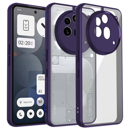 Mobizang Hawkeye Clear Back Cover for Nothing Phone 3A Pro | Camera Lens Protector Shockproof Slim Clear Case Cover (Purple Sides)