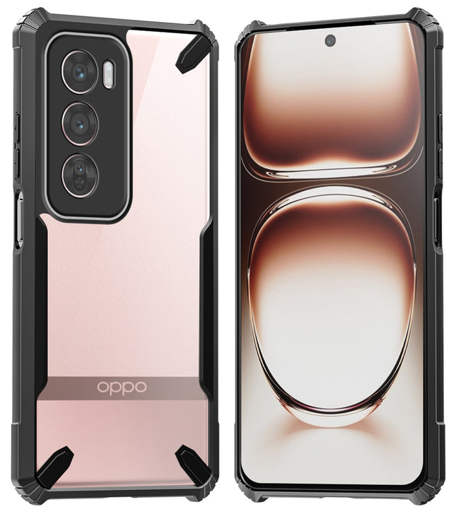 Mobizang Bull Clear Back Cover for Oppo Reno 12 Pro (5G) | [Military Grade Protection] Shock Proof Slim Hybrid Bumper Case (Black)