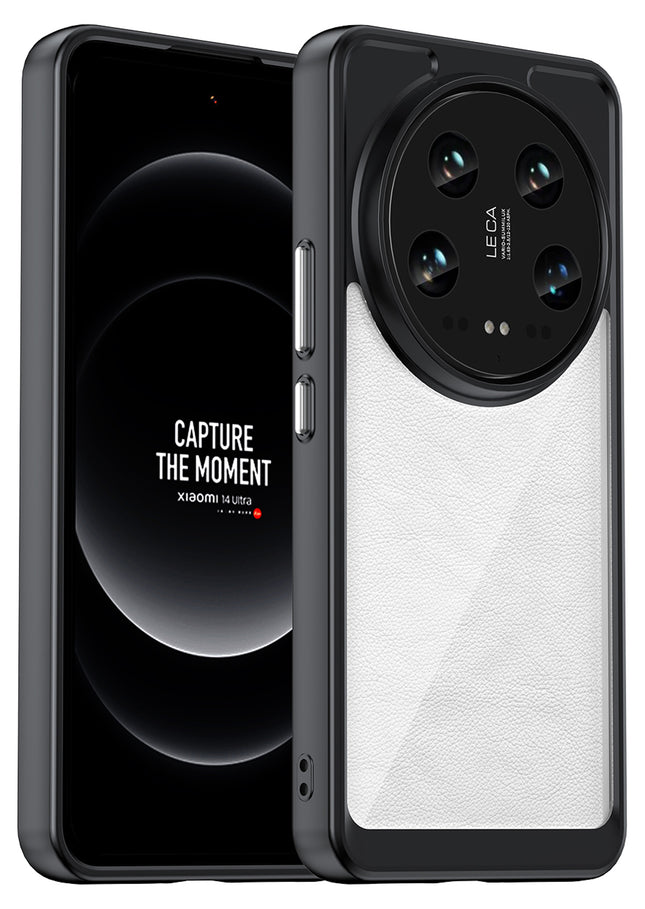 Mobizang Unicorn Acrylic Clear Back Cover For Xiaomi 14 ULTRA (5G) | Slim Shockproof [Military Grade Protection] Hybrid Bumper Case (Black Sides)