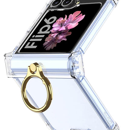 Mobizang Clear Airbag Ring Back Case for Samsung Galaxy Flip6 / Z Flip 6 | Transparent Shockproof Slim Hard Protective Cover (Clear)