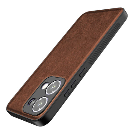 Mobizang Tux Leather Back Cover for Oppo Reno 13 5G | Slim Shockproof Camera Protection Bumper Case (Brown)