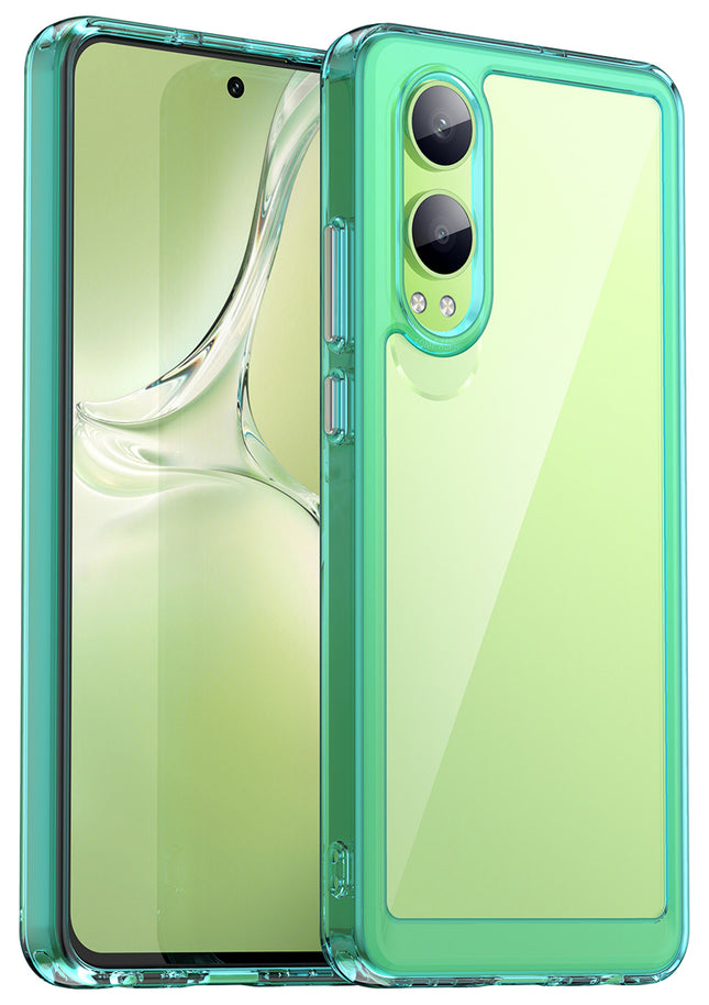 Mobizang Unicorn Acrylic Clear Back Cover For OnePlus Nord CE 4 Lite | Slim Shockproof [Military Grade Protection] Hybrid Bumper Case (Blue Sides)