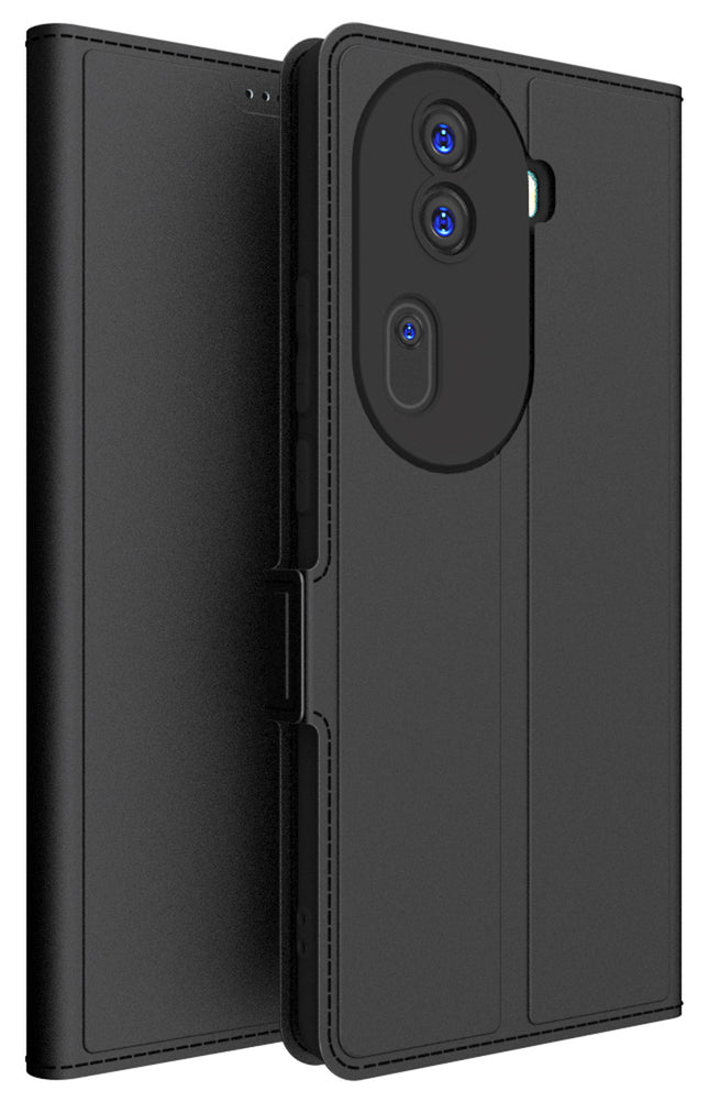 Kapa Noble Slim Magnetic Leather Flip Case Cover for Oppo Reno 11 PRO (5G) | Card Holder Stand Flip Wallet Case (Black)
