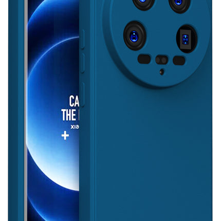 Mobizang Matte Protective Lens Flexible Back Cover for Xiaomi 14 ULTRA (5G) | Slim Silicone with Soft Lining Shockproof Full Body Bumper Case (Blue)