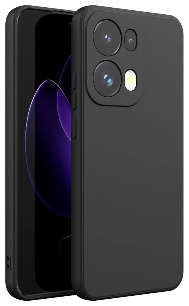 Mobizang Matte Protective Lens Flexible Back Cover for Oppo Reno 13 Pro | Slim Silicone with Soft Lining Shockproof Full Body Bumper Case (Black)