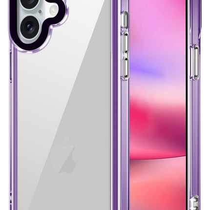 Mobizang Warrior Acrylic Clear Back Cover For Apple iPhone 16 Plus | Slim Shockproof [Military Grade Protection] Hybrid Bumper Case (Purple Sides)