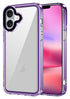 Mobizang Warrior Acrylic Clear Back Cover For Apple iPhone 16 Plus | Slim Shockproof [Military Grade Protection] Hybrid Bumper Case (Purple Sides)