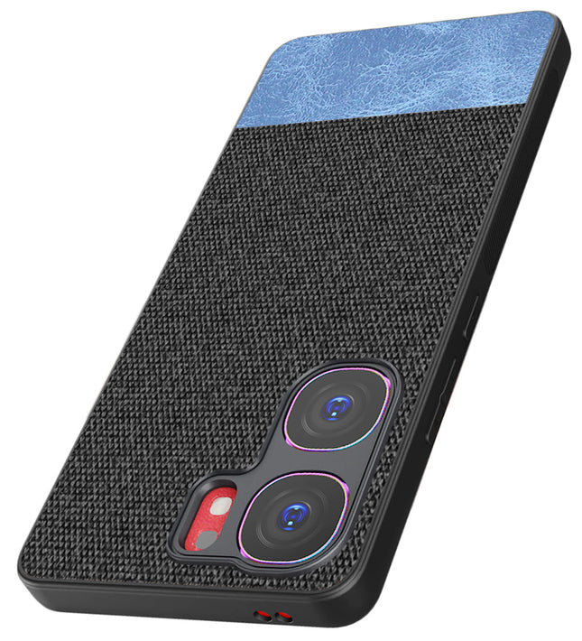 Mobizang Soft Fabric & Leather Hybrid Protective Back Cover for IQOO Neo 9 Pro | Shockproof Slim Hard Anti Slip Back Case (Black,Blue)