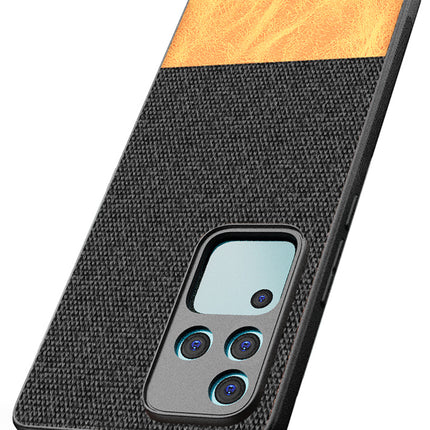 Mobizang Soft Fabric & Leather Hybrid Protective Back Cover for Vivo V30 Pro (5G) | Shockproof Slim Hard Anti Slip Back Case (Black,Brown)