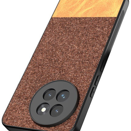 Mobizang Soft Fabric & Leather Hybrid Protective Back Cover for Xiaomi 14 Civi | Shockproof Slim Hard Anti Slip Back Case (Brown)