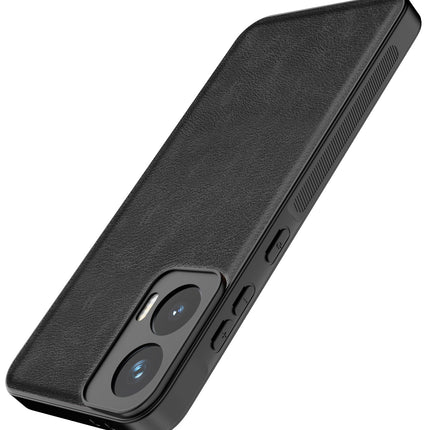 Mobizang Tux Leather Back Cover for Moto G35 | Slim Shockproof Camera Protection Bumper Case (Black)