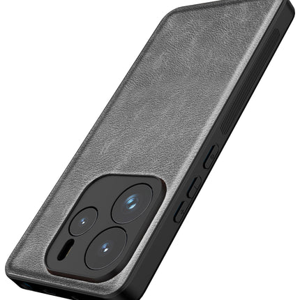 Mobizang Tux Leather Back Cover for Redmi Note 14 (5G) | Slim Shockproof Camera Protection Bumper Case (Grey)