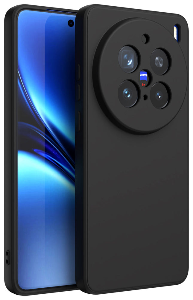 Mobizang Matte Protective Lens Flexible Back Cover for Vivo X200 Pro (5G) | Slim Silicone with Soft Lining Shockproof Full Body Bumper Case (Black)