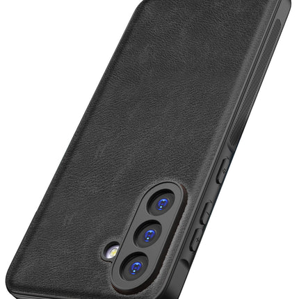 Mobizang Tux Leather Back Cover for Samsung Galaxy A56 | Slim Shockproof Camera Protection Bumper Case (Black)