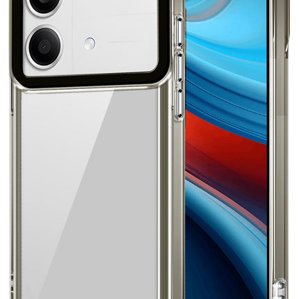 Kapa Warrior Acrylic Clear Back Cover For Poco X6 Neo (5G) | Slim Shockproof [Military Grade Protection] Hybrid Bumper Case (Grey Sides)