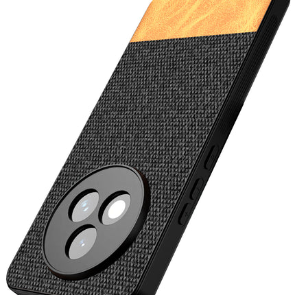 Mobizang Soft Fabric & Leather Hybrid Protective Back Cover for Realme P3 PRO 5G | Shockproof Slim Hard Anti Slip Back Case (Black,Brown)