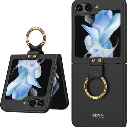 Mobizang Ultra Thin PC Ring Back Case for Samsung Galaxy Flip6 / Z Flip 6 | Shockproof Slim Hard Protective Cover (Black)