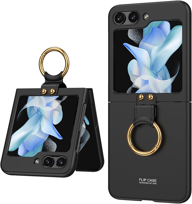 Mobizang Ultra Thin PC Ring Back Case for Samsung Galaxy Flip6 / Z Flip 6 | Shockproof Slim Hard Protective Cover (Black)