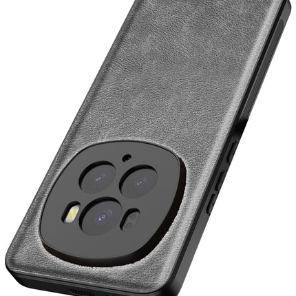 Mobizang Tux Leather Back Cover for Honor Magic 6 PRO | Slim Shockproof Camera Protection Bumper Case (Grey)