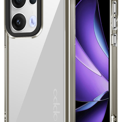 Mobizang Warrior Acrylic Clear Back Cover For Oppo Reno 13 5G | Slim Shockproof [Military Grade Protection] Hybrid Bumper Case (Grey Sides)