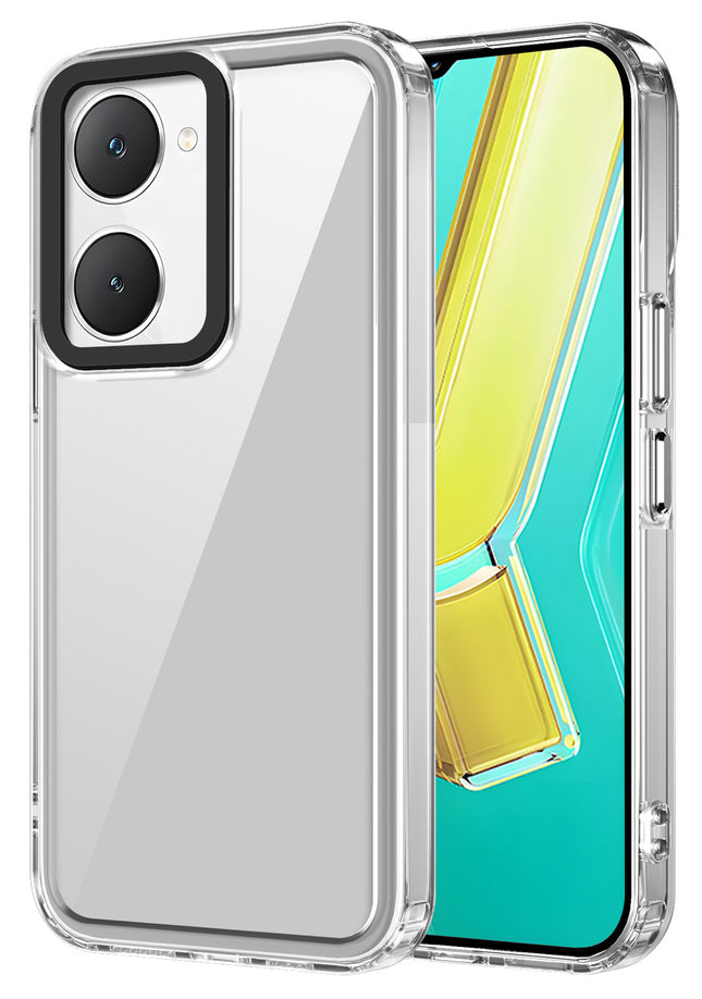 Mobizang Warrior Acrylic Clear Back Cover For Iqoo Z9 Lite | Slim Shockproof [Military Grade Protection] Hybrid Bumper Case (Transparent Sides)