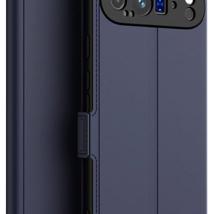 Mobizang Noble Slim Magnetic Leather Flip Case Cover for Google Pixel 9 Pro | Card Holder Stand Flip Wallet Case (Blue)