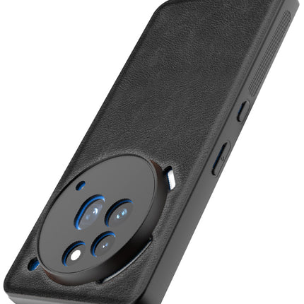 Mobizang Tux Leather Back Cover for Nothing Phone 3A Pro | Slim Shockproof Camera Protection Bumper Case (Black)