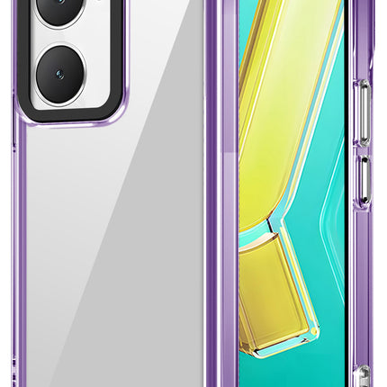 Mobizang Warrior Acrylic Clear Back Cover For Iqoo Z9 Lite | Slim Shockproof [Military Grade Protection] Hybrid Bumper Case (Purple Sides)
