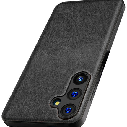 Kapa Tux Leather Back Cover for Samsung Galaxy S24 | Slim Shockproof Camera Protection Bumper Case (Black)