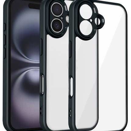 Mobizang Hawkeye Clear Back Cover for Apple iPhone 16 Plus | Camera Lens Protector Shockproof Slim Clear Case Cover (Black Sides)