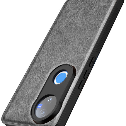 Mobizang Tux Leather Back Cover for Vivo V50 5G | Slim Shockproof Camera Protection Bumper Case (Grey)