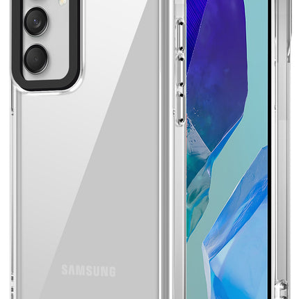 Mobizang Warrior Acrylic Clear Back Cover For Samsung Galaxy M55 (5G) | Slim Shockproof [Military Grade Protection] Hybrid Bumper Case (Clear Sides)