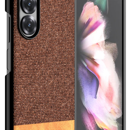 Mobizang Soft Fabric & Leather Hybrid Protective Back Cover for Samsung Galaxy Z Fold 6 | Shockproof Slim Hard Anti Slip Back Case (Brown)