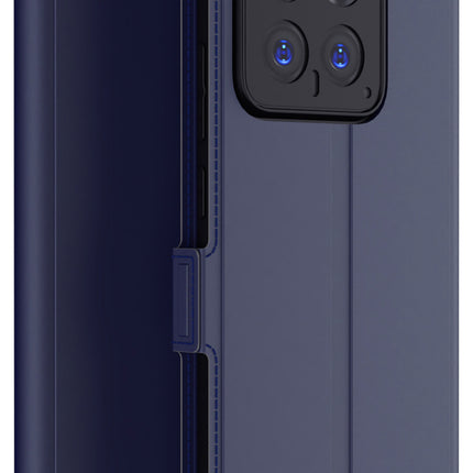 Mobizang Noble Slim Magnetic Leather Flip Case Cover for Xiaomi 14 (5G) | Card Holder Stand Flip Wallet Case (Blue)
