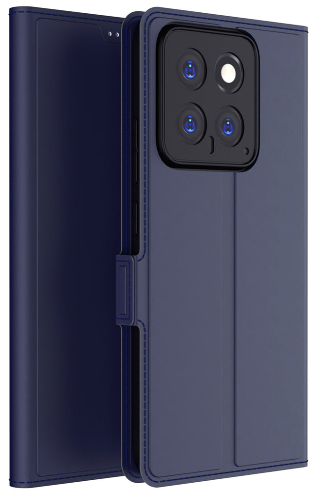 Mobizang Noble Slim Magnetic Leather Flip Case Cover for Xiaomi 14 (5G) | Card Holder Stand Flip Wallet Case (Blue)