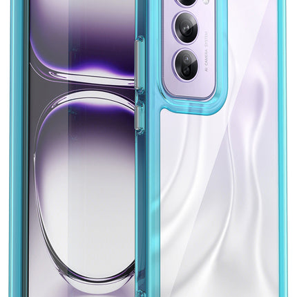 Mobizang Unicorn Acrylic Clear Back Cover For Oppo Reno 12 Pro (5G) | Slim Shockproof [Military Grade Protection] Hybrid Bumper Case (Blue Sides)