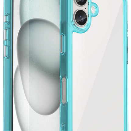 Mobizang Unicorn Acrylic Clear Back Cover For Apple iPhone 16 Plus | Slim Shockproof [Military Grade Protection] Hybrid Bumper Case (Blue Sides)