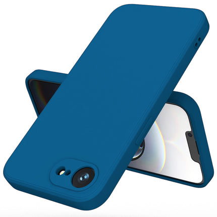 Mobizang Matte Protective Lens Flexible Back Cover for Apple iPhone 16E | Slim Silicone with Soft Lining Shockproof Full Body Bumper Case (Blue)