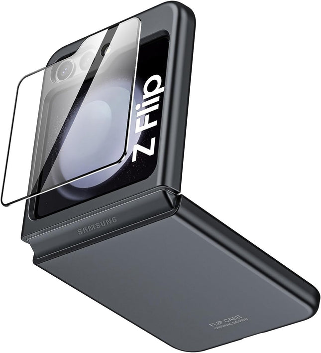 Mobizang Ultra Thin Back Case for Samsung Galaxy Flip6 / Z Flip 6 | With [Inbuilt Glass]  Full Body Protection Hard Back Cover (Black)