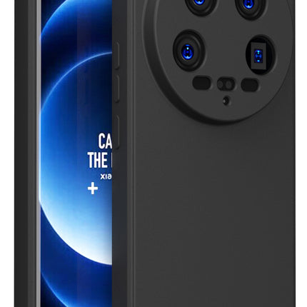 Mobizang Matte Protective Lens Flexible Back Cover for Xiaomi 14 ULTRA (5G) | Slim Silicone with Soft Lining Shockproof Full Body Bumper Case (Black)