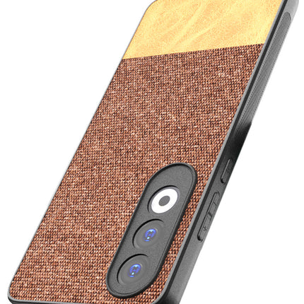 Mobizang Soft Fabric & Leather Hybrid Protective Back Cover for OnePlus Nord CE4 | Shockproof Slim Hard Anti Slip Back Case (Brown)