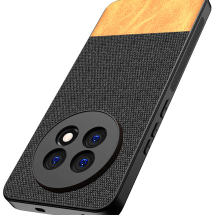 Mobizang Soft Fabric & Leather Hybrid Protective Back Cover for Realme 13 PRO / 13 PRO PLUS | Shockproof Slim Hard Anti Slip Back Case (Black,Brown)