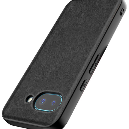 Mobizang Tux Leather Back Cover for Google Pixel 9A | Slim Shockproof Camera Protection Bumper Case (Black)