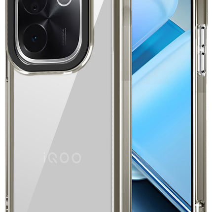 Mobizang Warrior Acrylic Clear Back Cover For Iqoo Z9S Pro (5G) | Slim Shockproof [Military Grade Protection] Hybrid Bumper Case (Grey Sides)