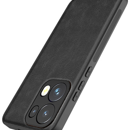 Mobizang Tux Leather Back Cover for Oppo Reno 13 Pro | Slim Shockproof Camera Protection Bumper Case (Black)