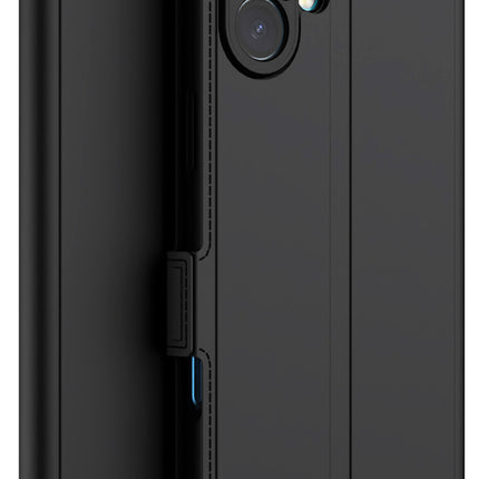 Mobizang Noble Slim Magnetic Leather Flip Case Cover for Apple iPhone 16 | Card Holder Stand Flip Wallet Case (Black)