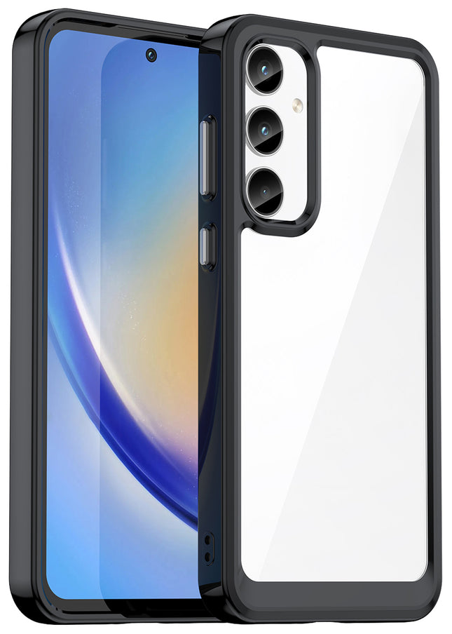 Mobizang Unicorn Acrylic Clear Back Cover For Samsung Galaxy A55 (5G) | Slim Shockproof [Military Grade Protection] Hybrid Bumper Case (Black Sides)